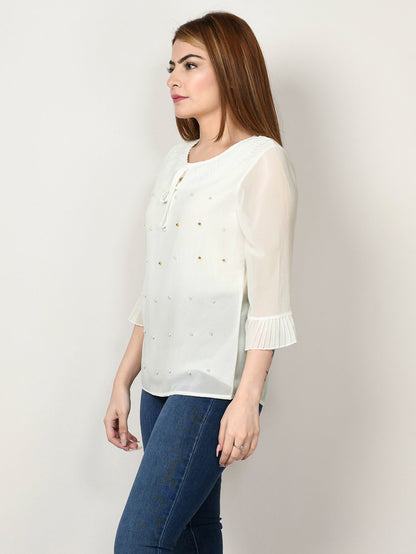 Limelight - Pleated Chiffon Top