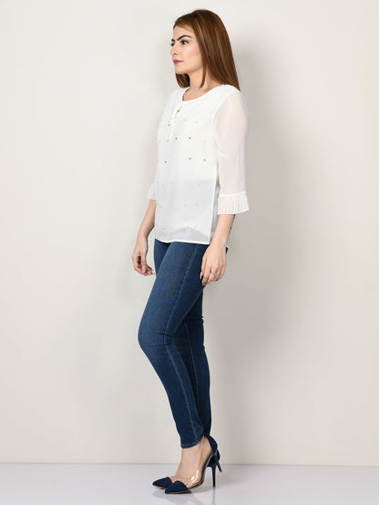 Limelight - Pleated Chiffon Top