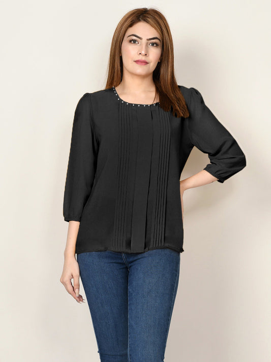 Limelight - Pleated Chiffon Top