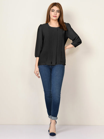 Limelight - Pleated Chiffon Top