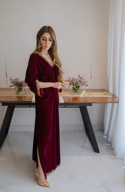 Sammy K - Maroon Velvet Caftan