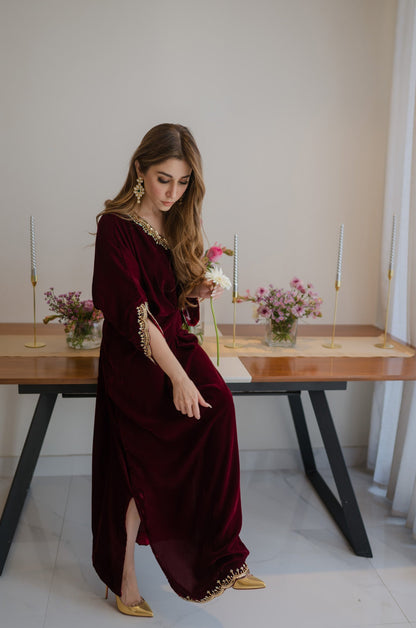 Sammy K - Maroon Velvet Caftan