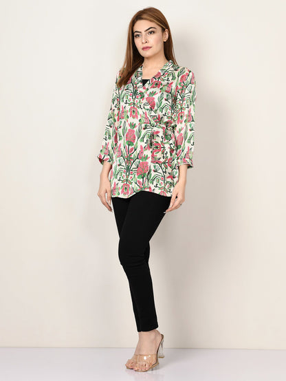 Limelight - Printed Satin Top