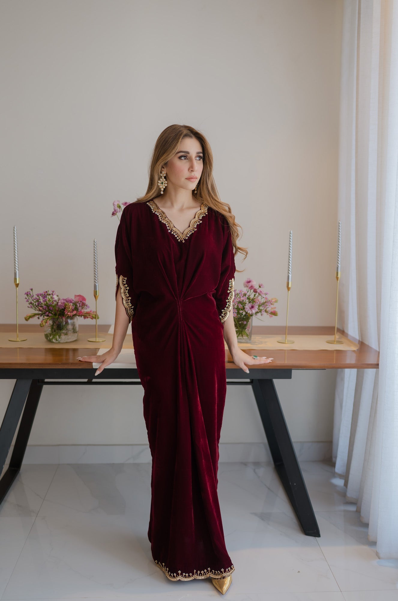 Sammy K - Maroon Velvet Caftan