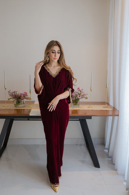 Sammy K - Maroon Velvet Caftan