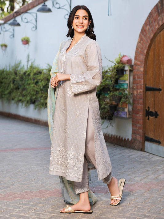 Limelight - 3 Piece Yarn Dyed Suit-Embroidered (Unstitched)