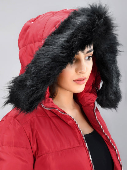 Limelight - Faux Fur Puffer Jacket - Red