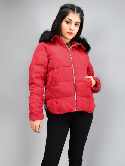 Limelight - Faux Fur Puffer Jacket - Red