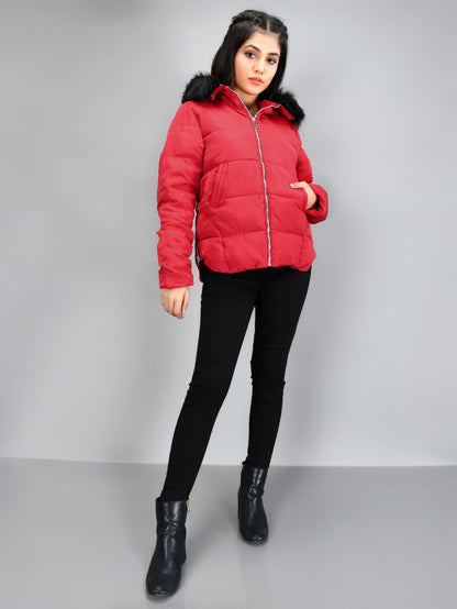 Limelight - Faux Fur Puffer Jacket - Red