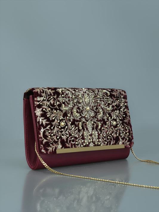 Limelight - Embroidered Velvet Clutch