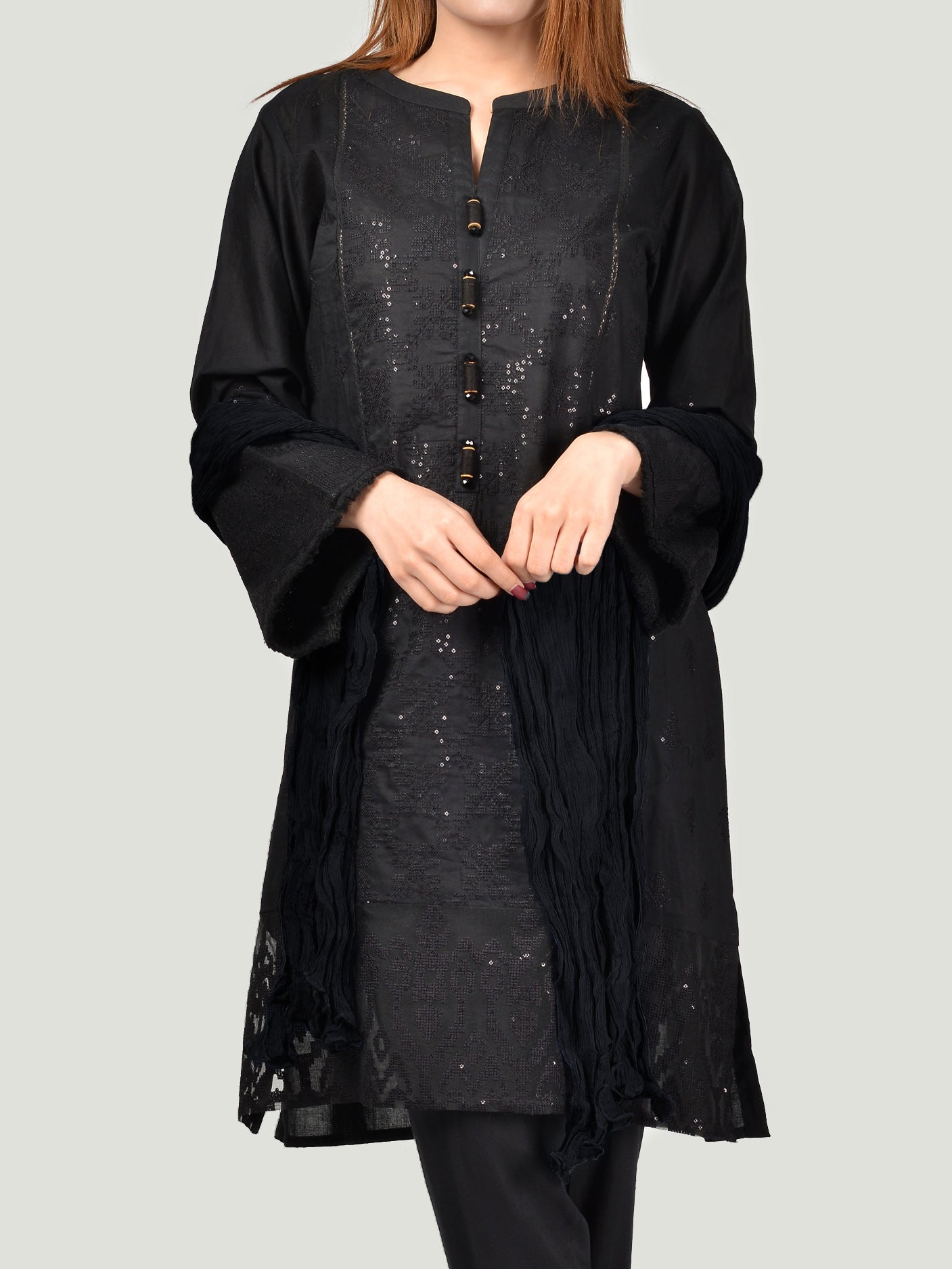 Limelight - Crushed Dupatta-Black