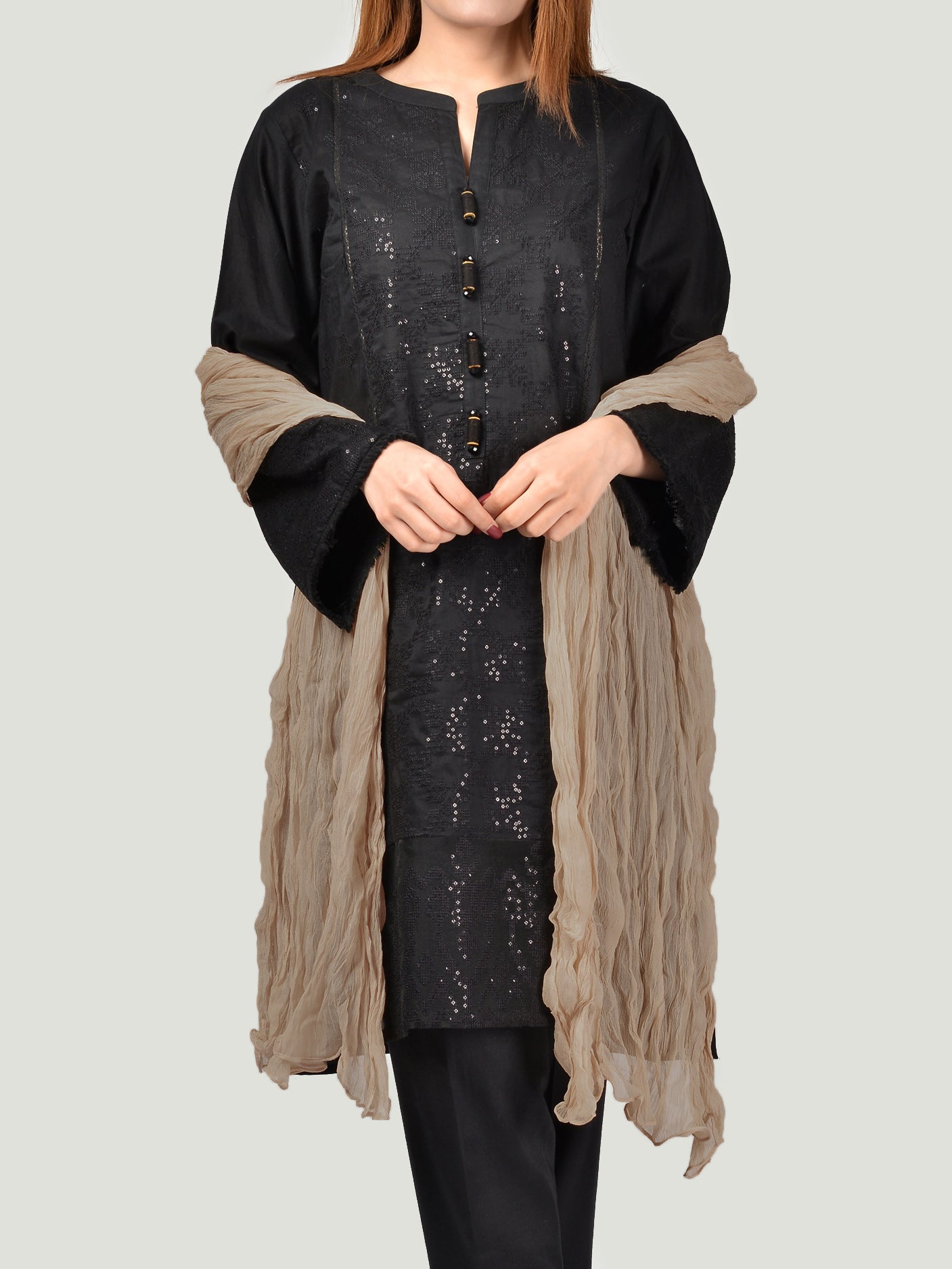 Limelight - Crinkle Chiffon Dupatta - Light Brown