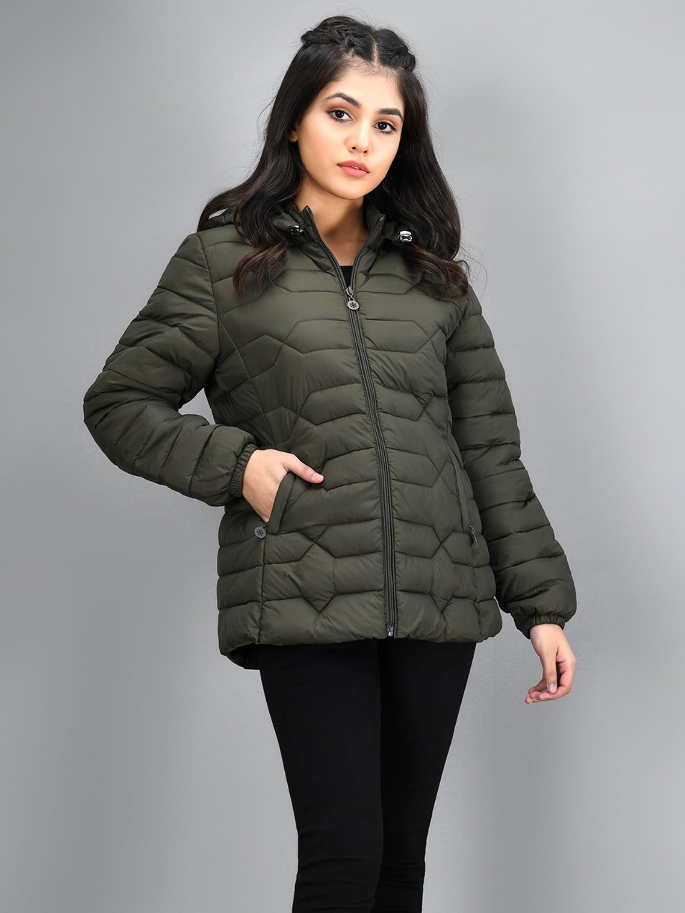 Limelight - Hooded Puffer Jacket - Green