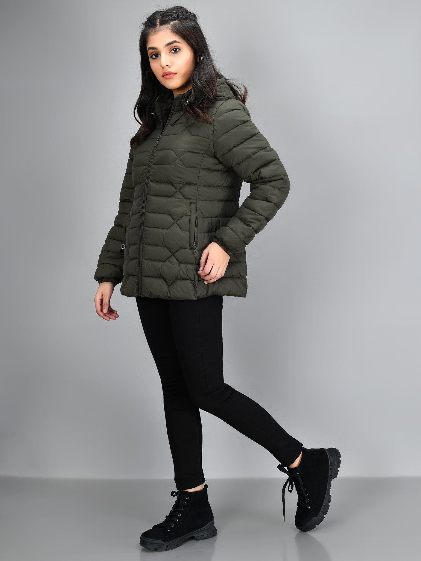 Limelight - Hooded Puffer Jacket - Green