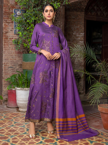 Limelight - 3 Piece Silk Suit-Embroidered (Unstitched)