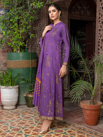 Limelight - 3 Piece Silk Suit-Embroidered (Unstitched)