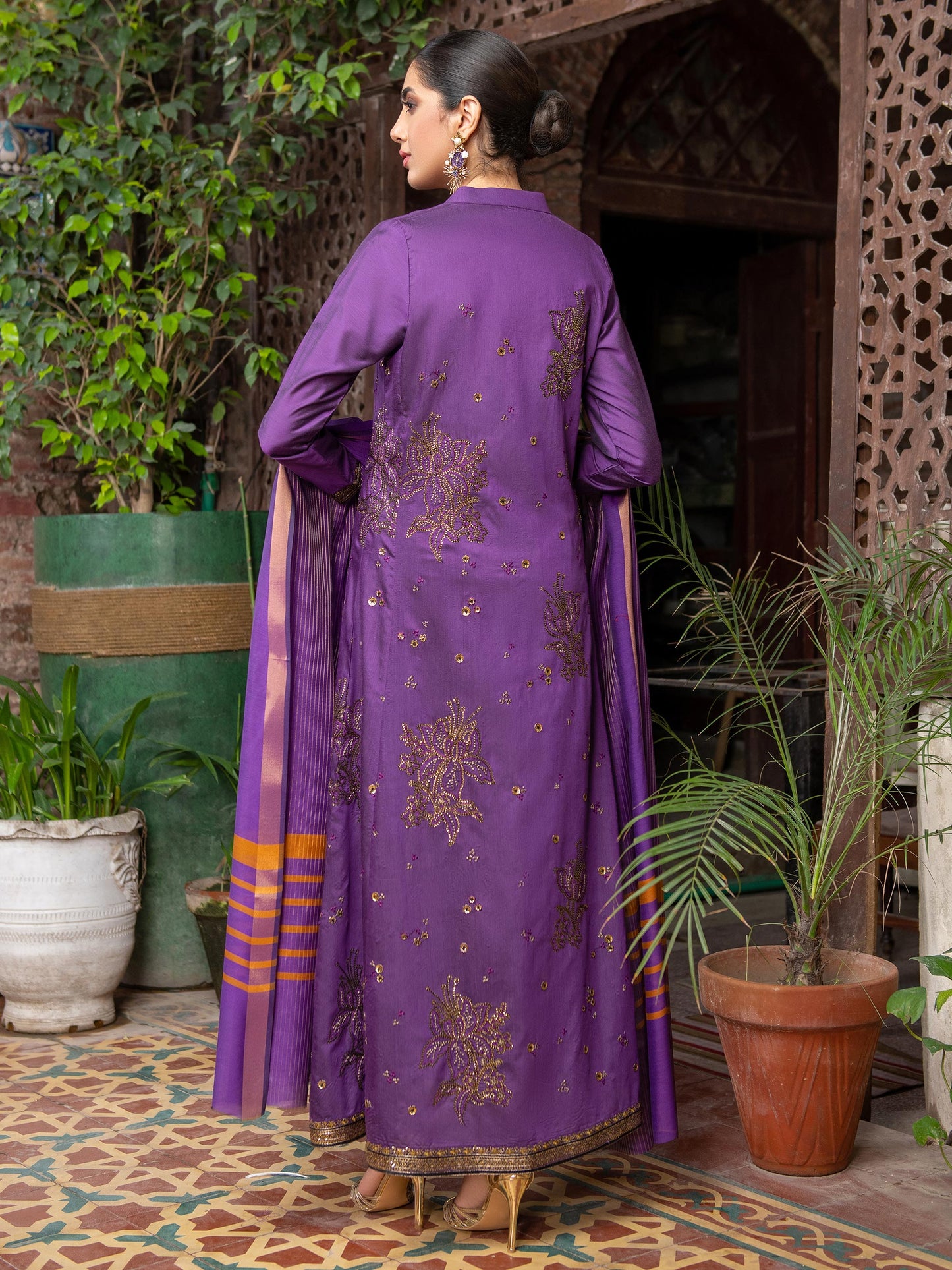 Limelight - 3 Piece Silk Suit-Embroidered (Unstitched)