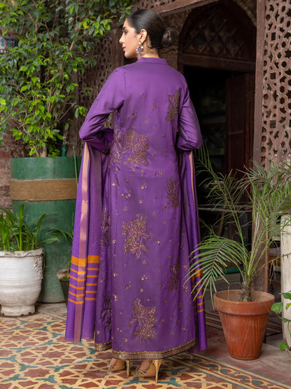 Limelight - 3 Piece Silk Suit-Embroidered (Unstitched)