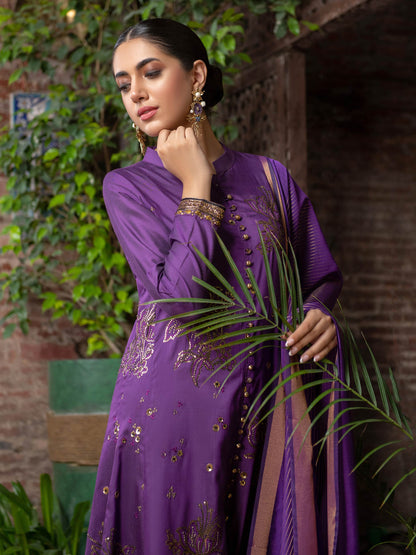 Limelight - 3 Piece Silk Suit-Embroidered (Unstitched)