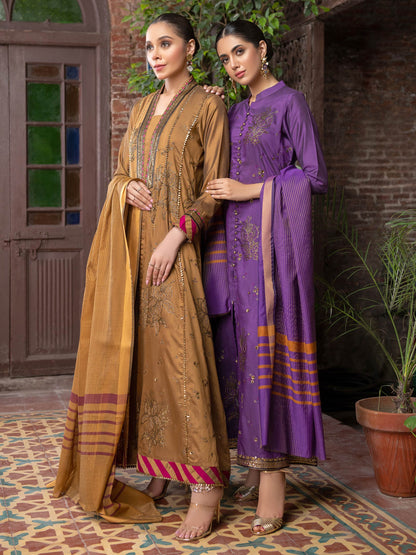 Limelight - 3 Piece Silk Suit-Embroidered (Unstitched)