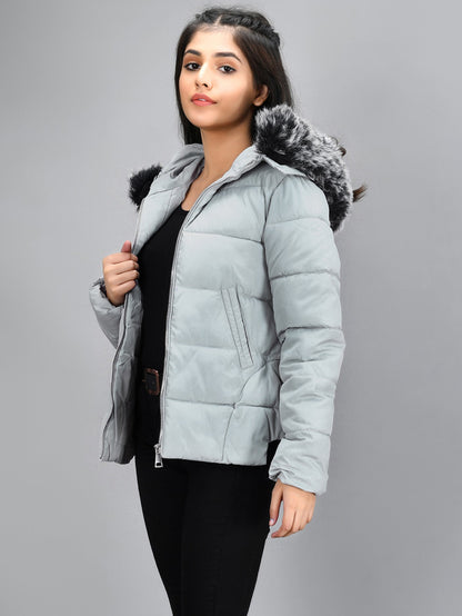 Limelight - Faux Fur Puffer Jacket - Light Grey