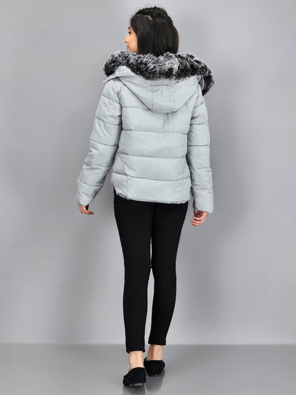 Limelight - Faux Fur Puffer Jacket - Light Grey