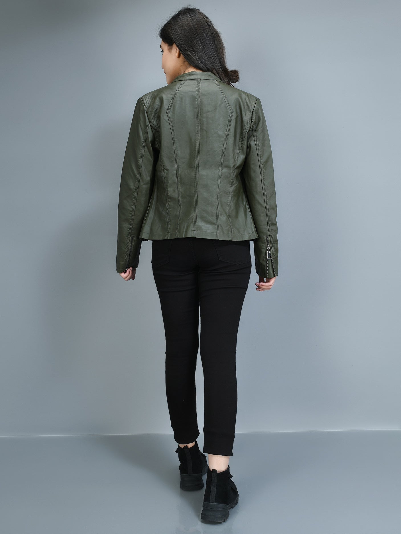 Limelight - Classic Leather Jacket - Army green