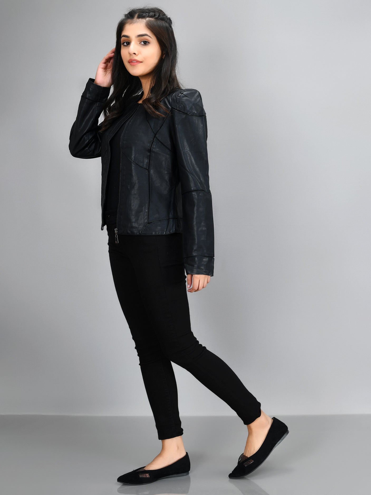 Limelight - Patterned Leather Jacket - Black