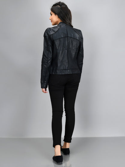 Limelight - Patterned Leather Jacket - Black