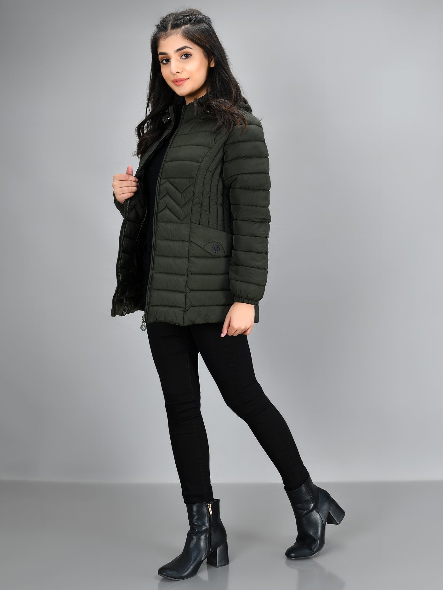 Limelight - Hooded Puffer Jacket - Green