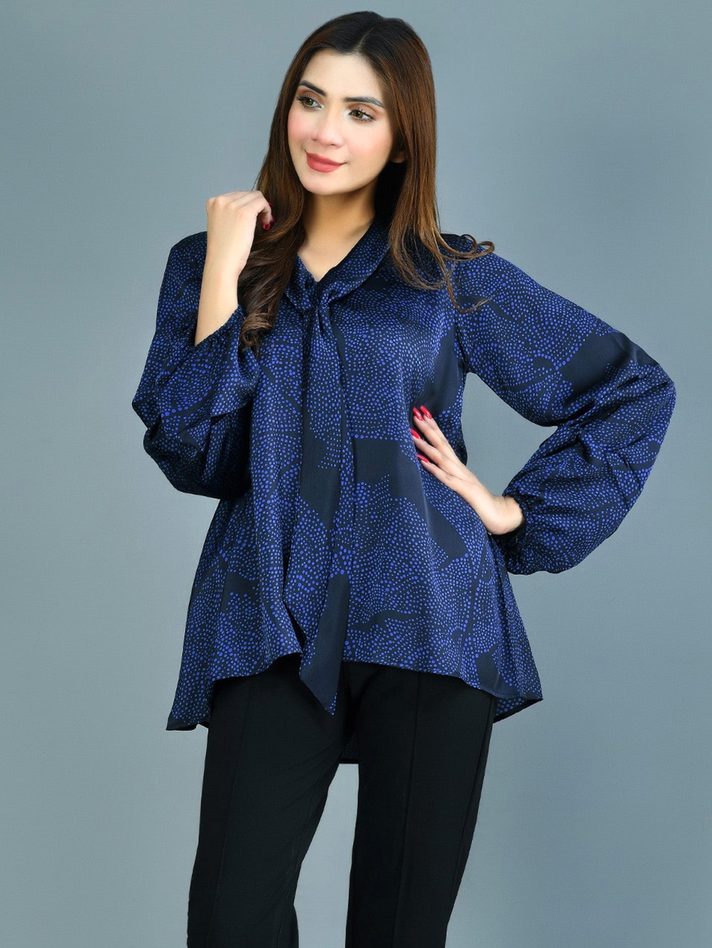 Limelight - Printed Silk Tie Knot Top