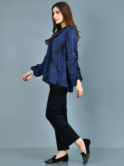 Limelight - Printed Silk Tie Knot Top