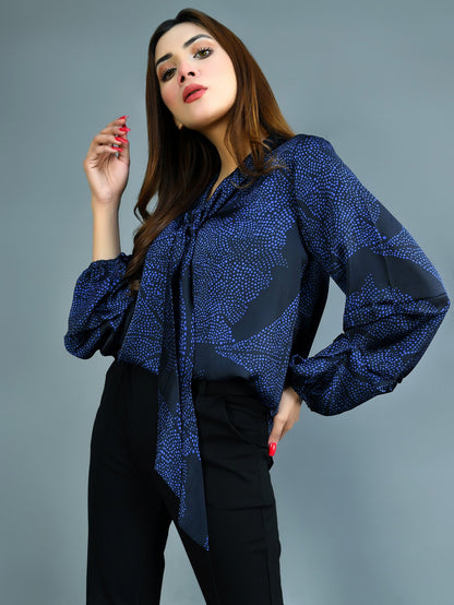 Limelight - Printed Silk Tie Knot Top