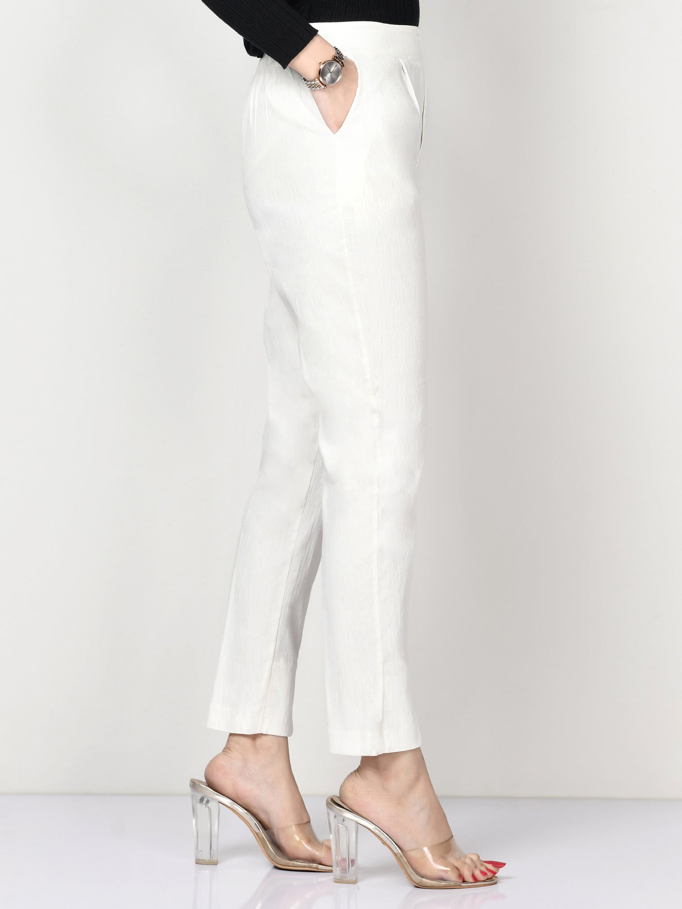 Limelight - Plain Cotton Trouser - Off White