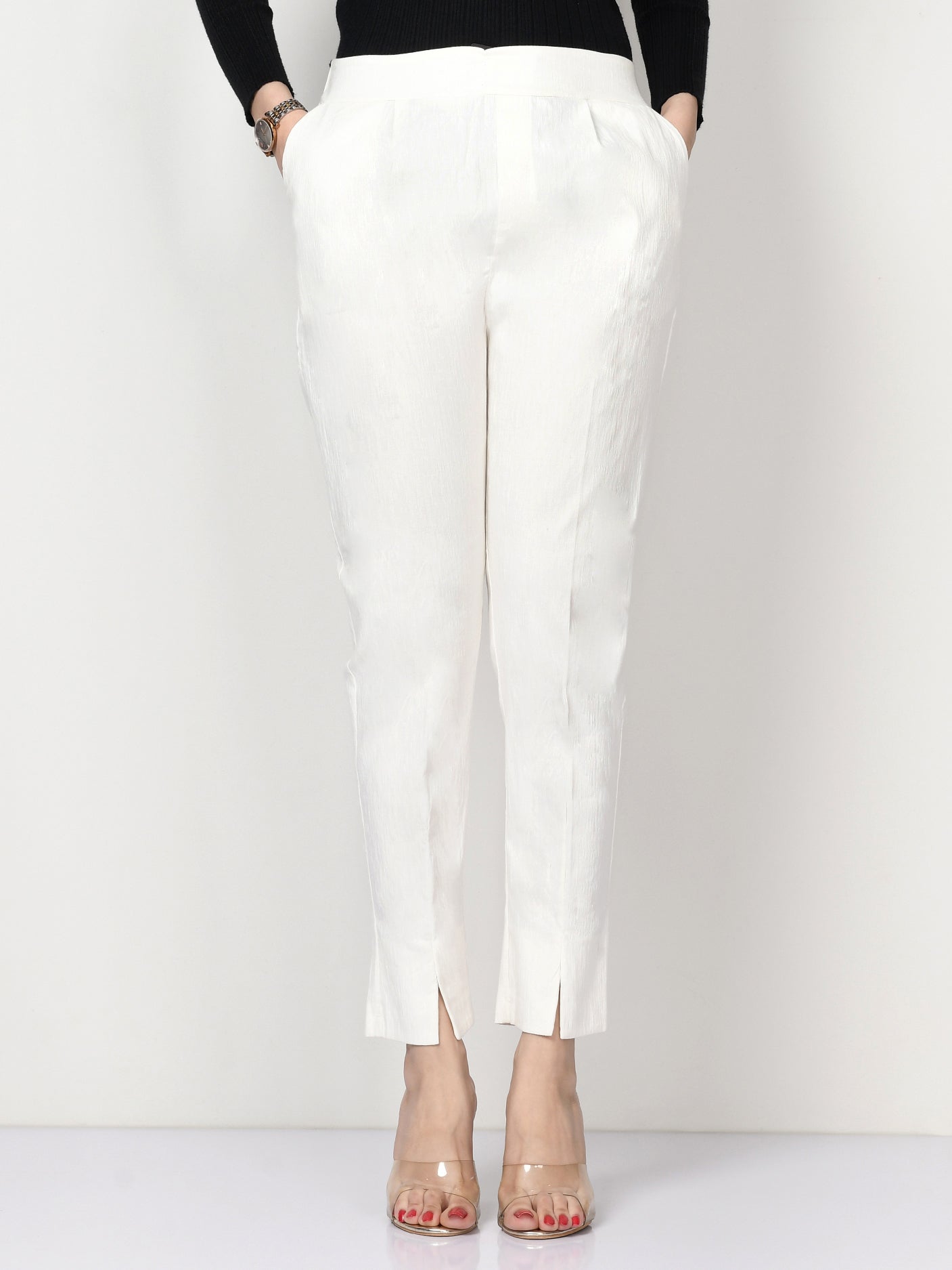 Limelight - Plain Cotton Trouser - Off White