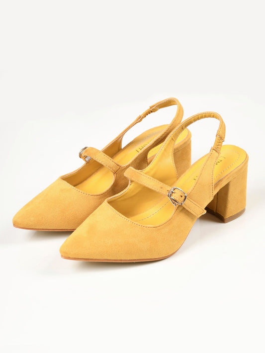 Limelight - Pointed Suede Heels - Yellow