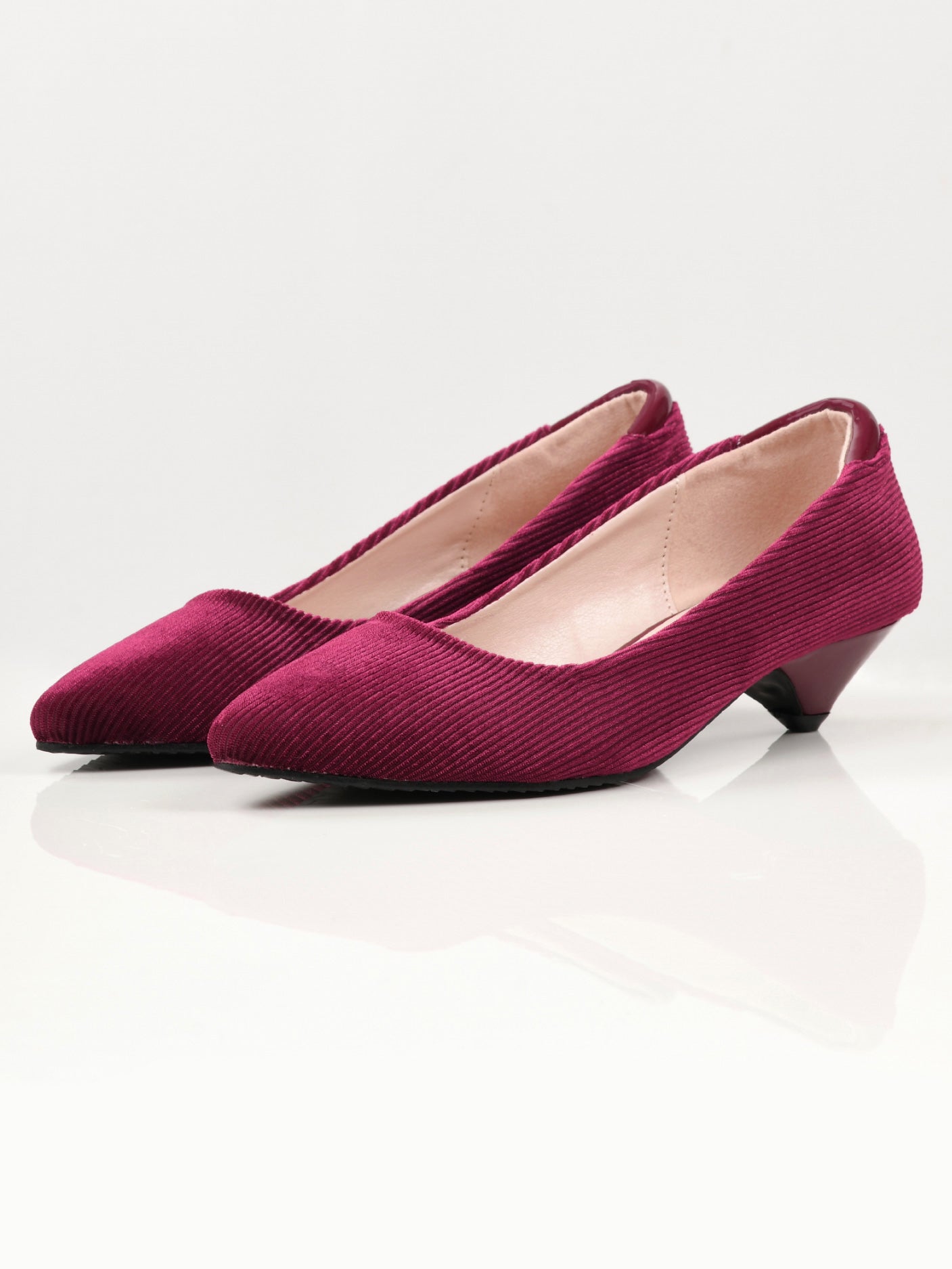 Limelight - Stripe Textured Heels - Maroon