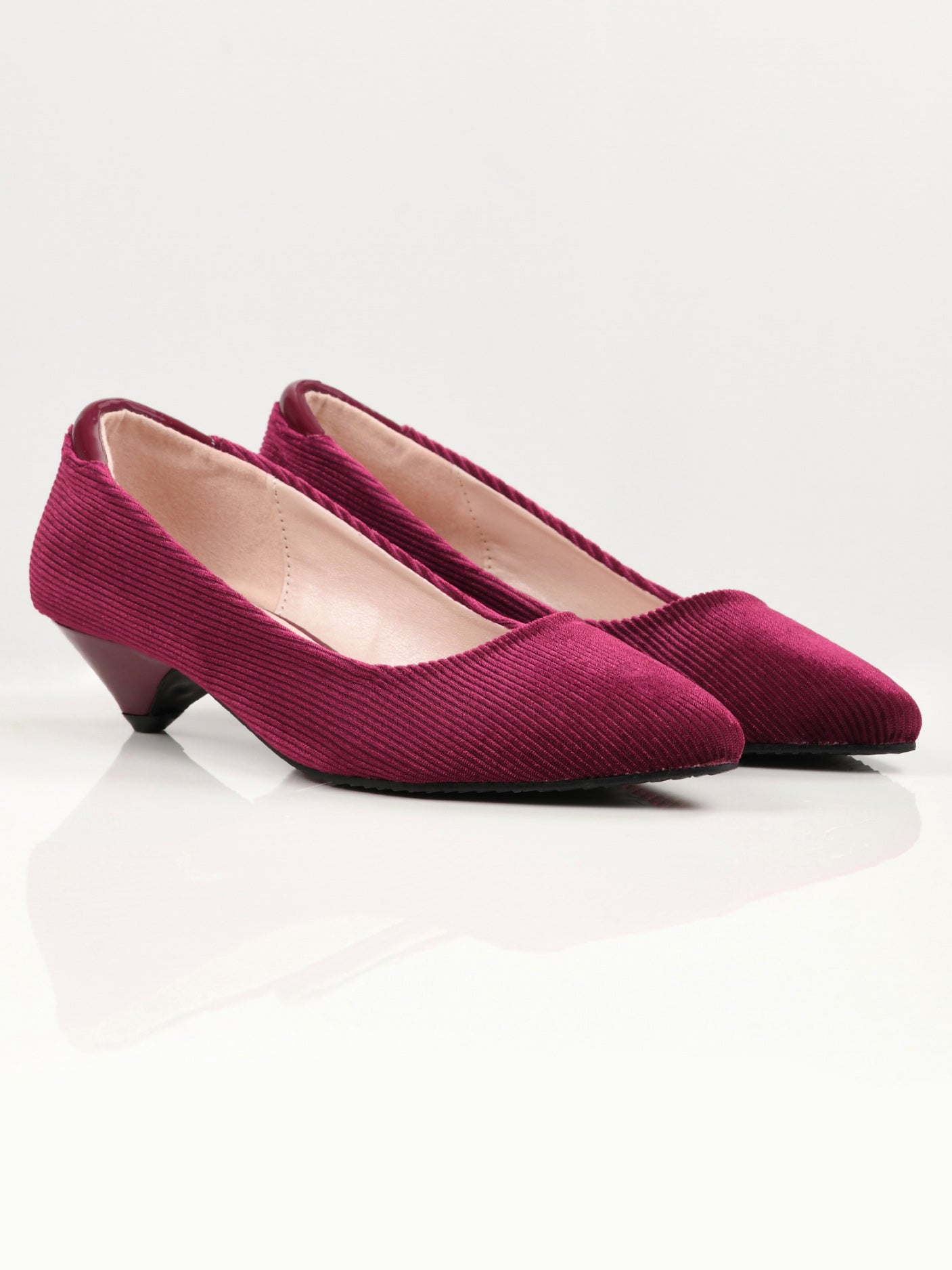 Limelight - Stripe Textured Heels - Maroon