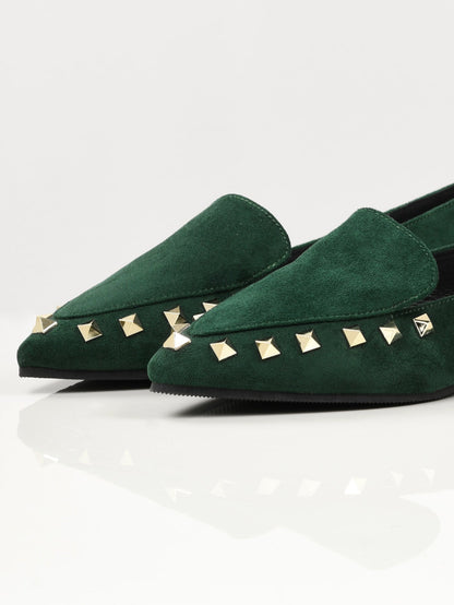 Limelight - Studded Suede Shoes - Green