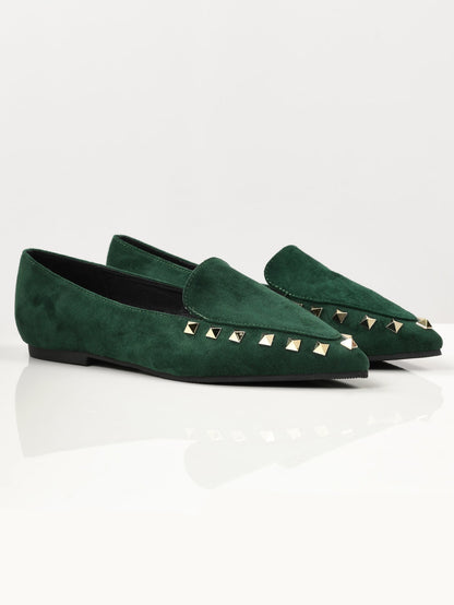 Limelight - Studded Suede Shoes - Green