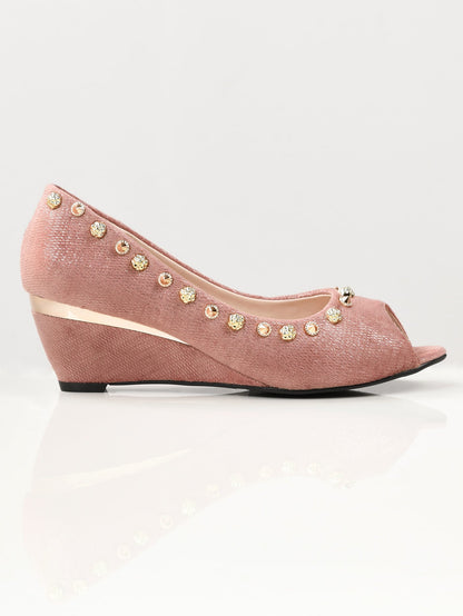 Limelight - Studded Wedges - Tea Pink