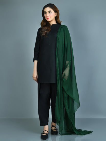 Limelight - Chiffon Dupatta - Bottle Green