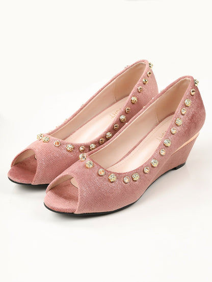 Limelight - Studded Wedges - Tea Pink