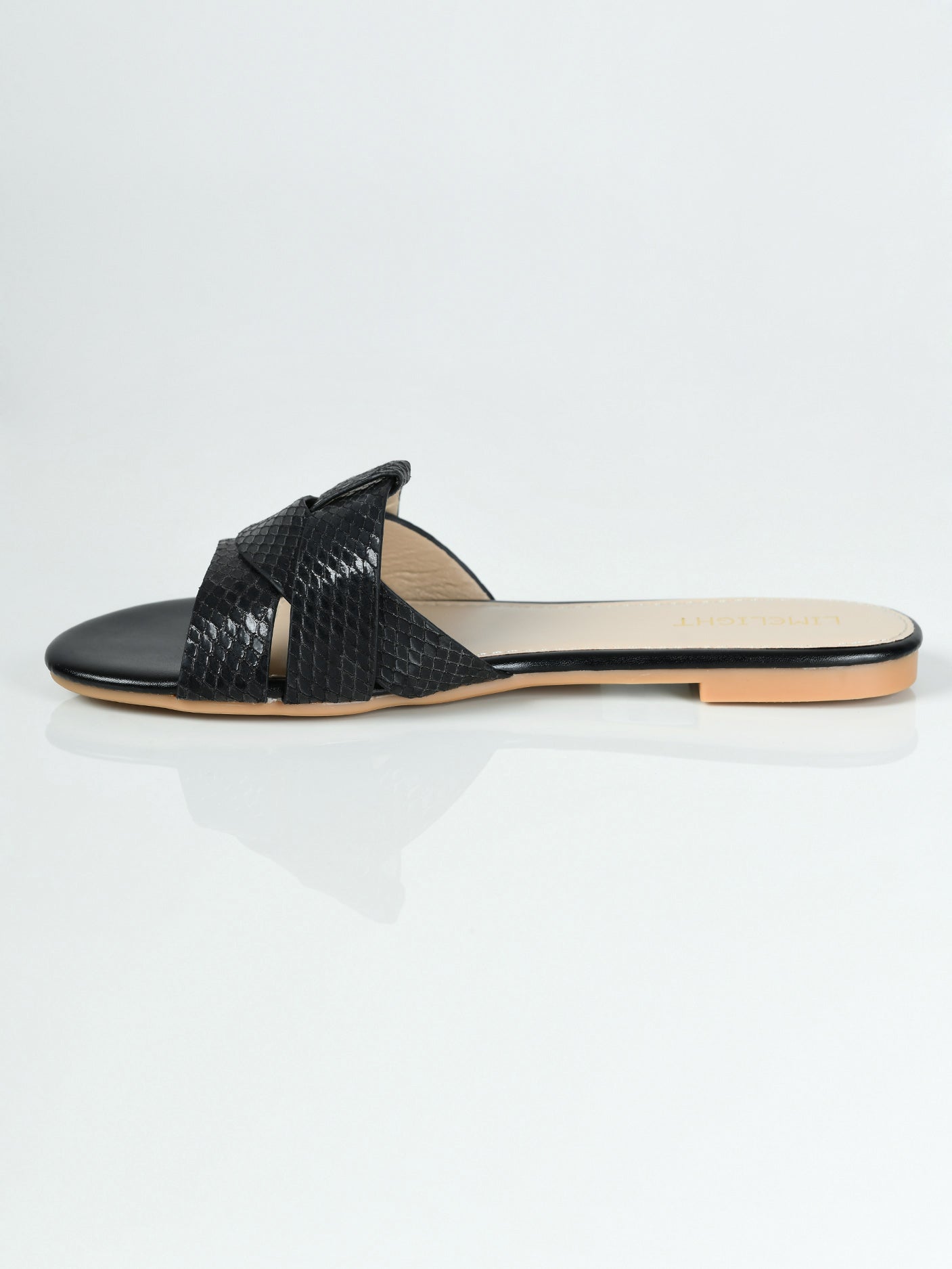 Limelight - Textured Flat Sandals - Black