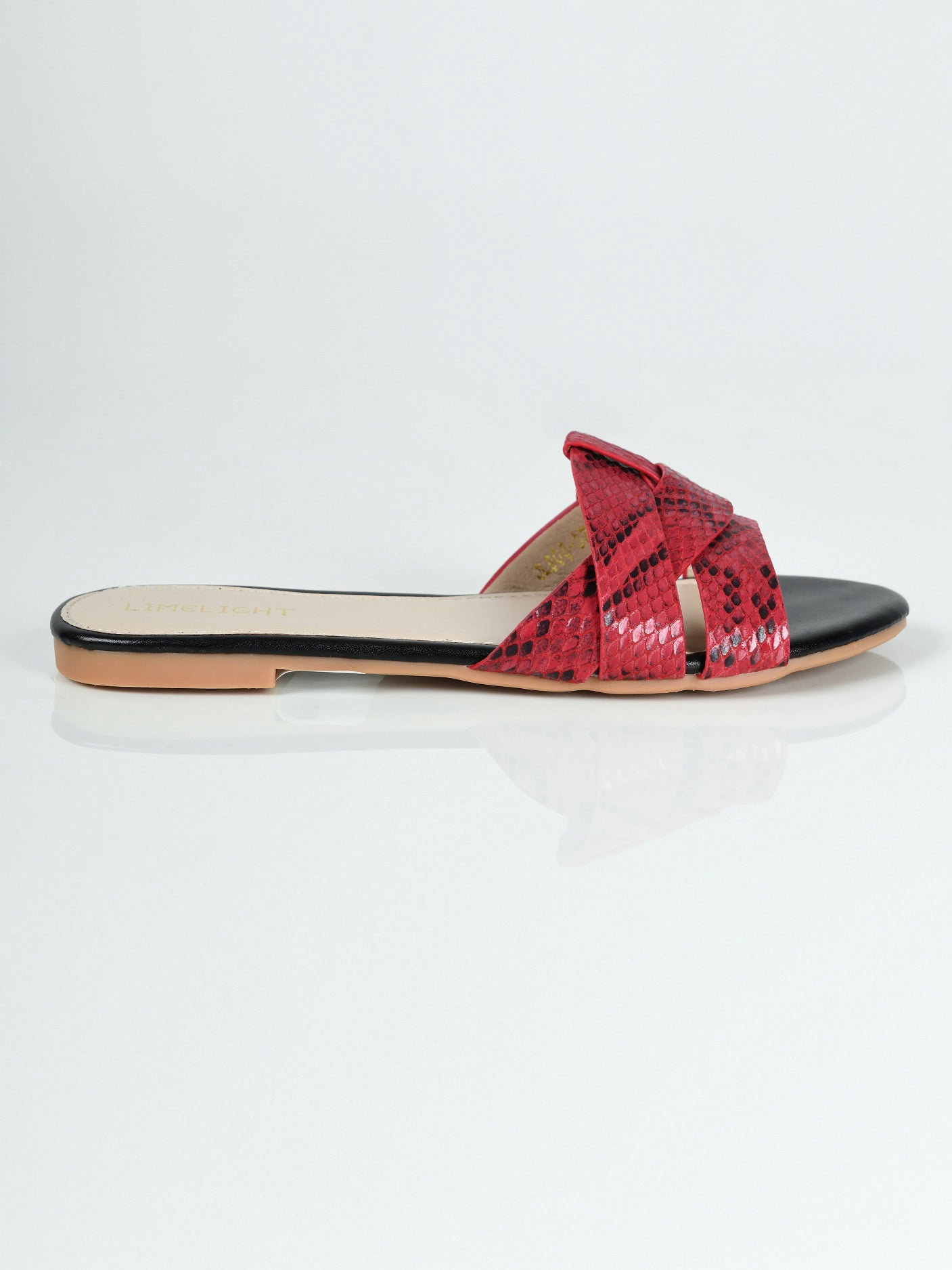 Limelight - Textured Flat Sandals - Red