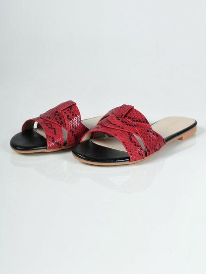 Limelight - Textured Flat Sandals - Red