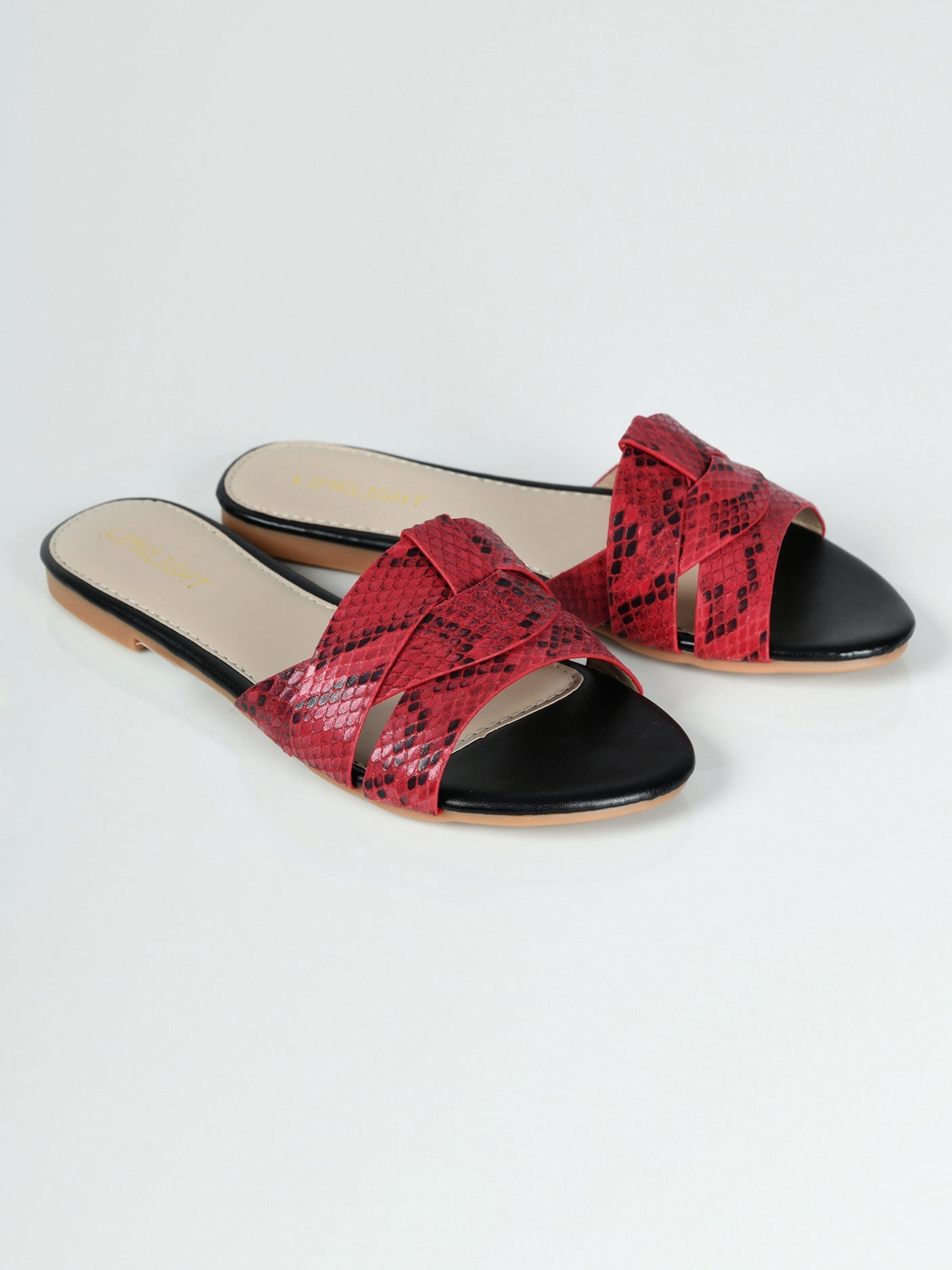 Limelight - Textured Flat Sandals - Red