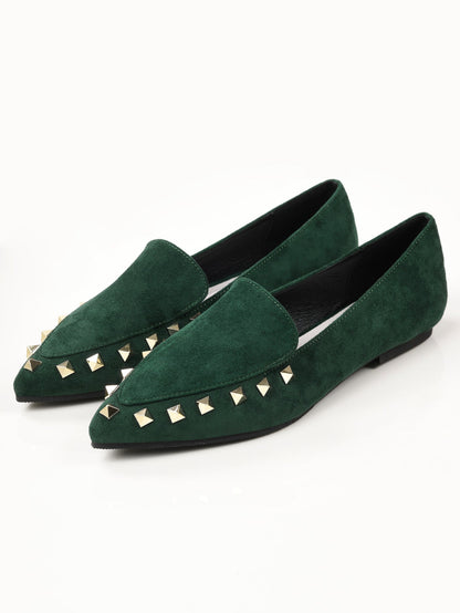 Limelight - Studded Suede Shoes - Green