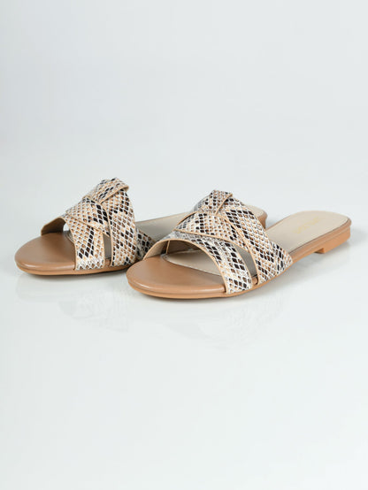 Limelight - Textured Flat Sandals - Beige