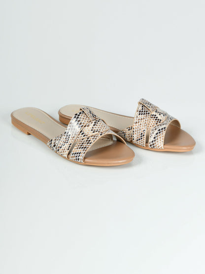 Limelight - Textured Flat Sandals - Beige